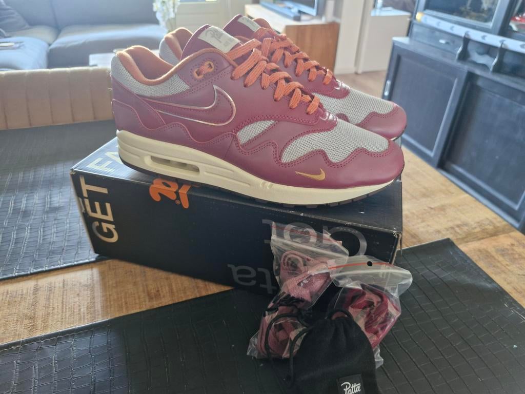 Nike air max one 1 patta wave maroon us 11 eu 45 custom DS, Ophalen, Overige kleuren, Nike, Nieuw