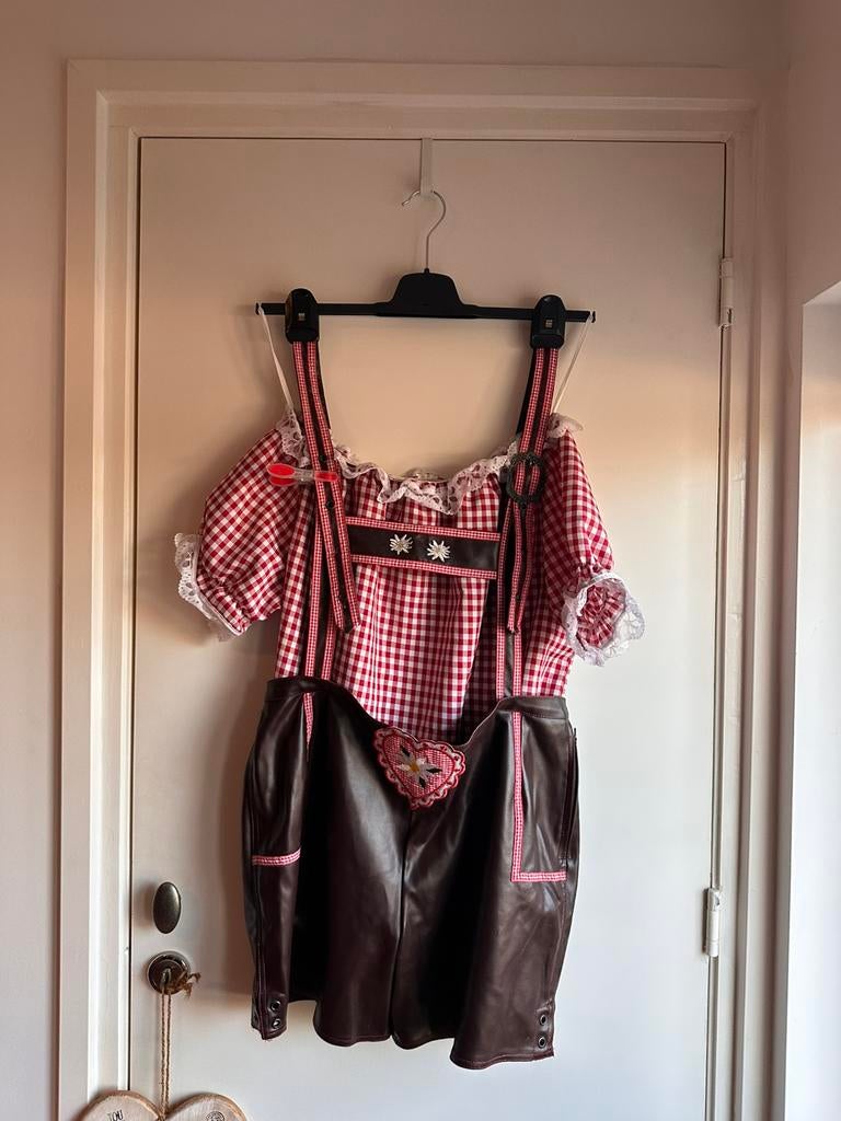 Oktoberfest Set Dames: Lederhose (L) + Blouse (42), Maat 42/44 (L), Ophalen of Verzenden, Overige thema's, Kleding