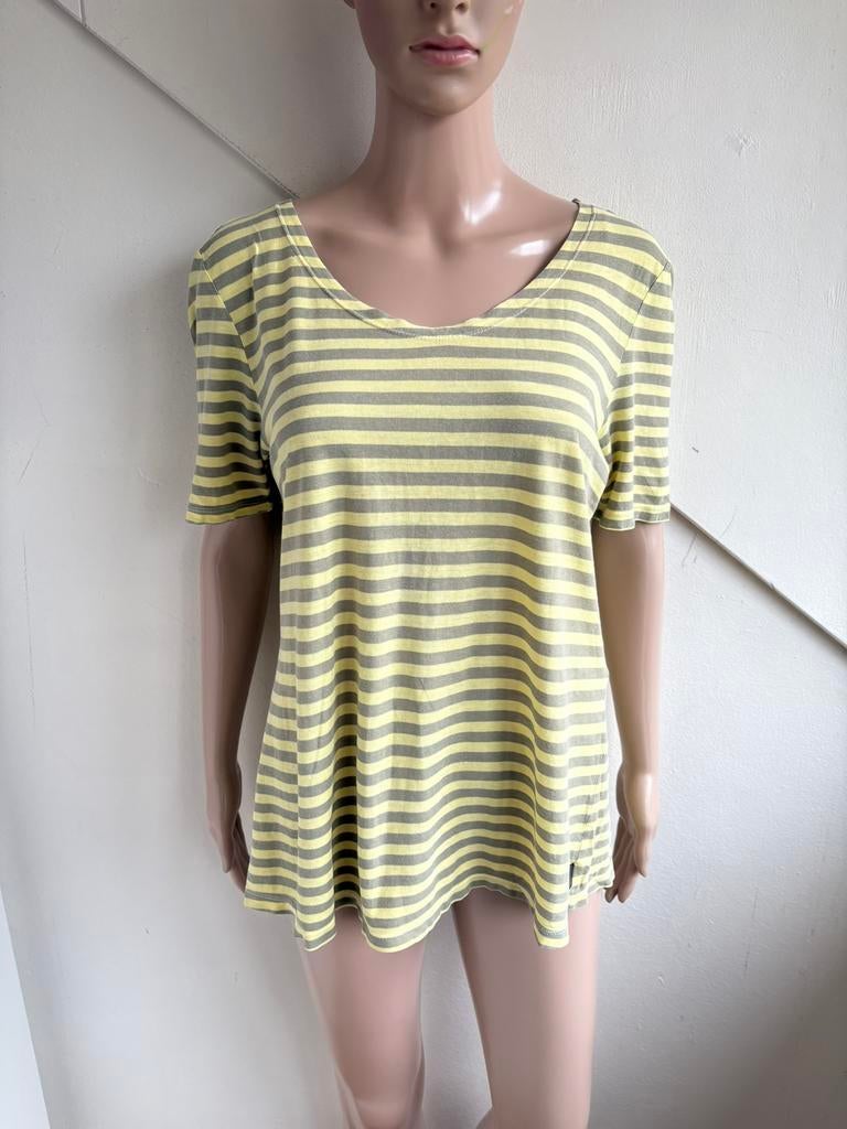OSKA tshirt top maat 2 = M geel grijs gestreept, Ophalen of Verzenden, Zo goed als nieuw, Geel, Korte mouw