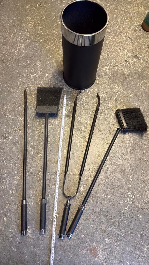 Haardstel, antraciet. Pook, grijper , stoffer en schep, Ophalen of Verzenden, Gebruikt, Vrijstaande haard, Overige soorten