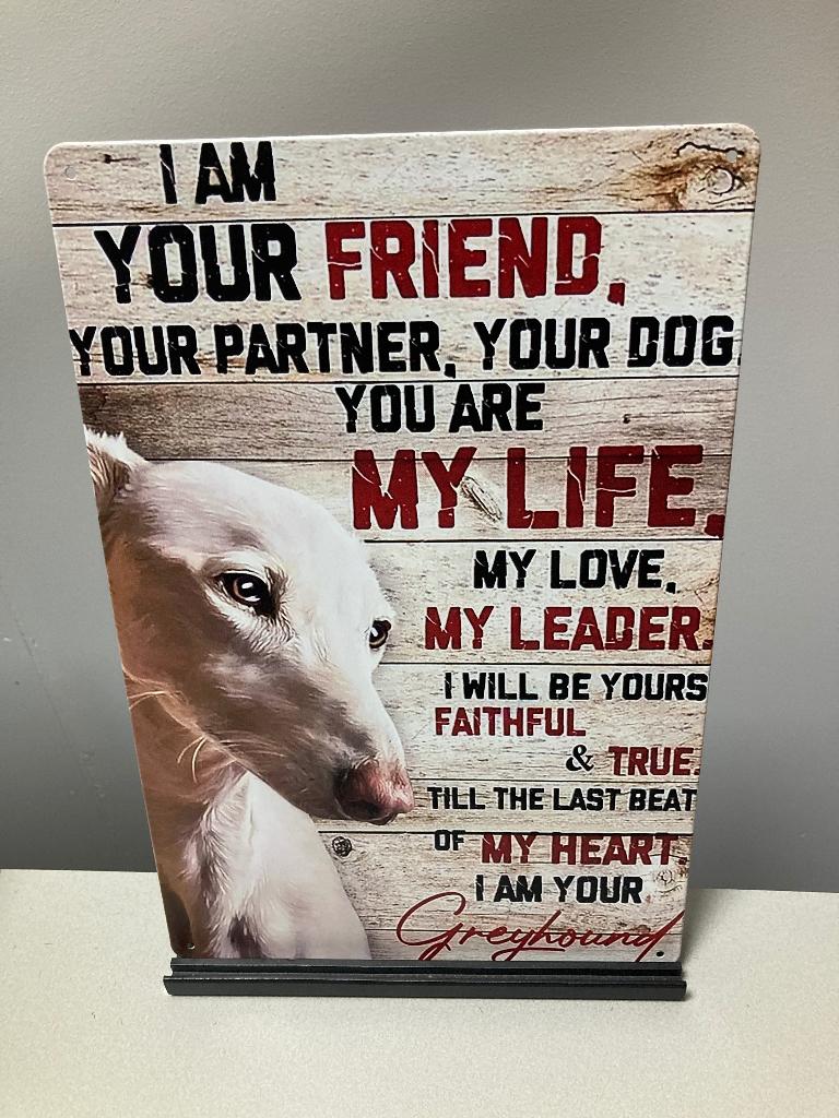 Greyhound  metalen tekstbord / wandbord (Old Look), Ophalen of Verzenden, Www.pand50.nl, Info@pand50.nl, Printer29BCoevorden