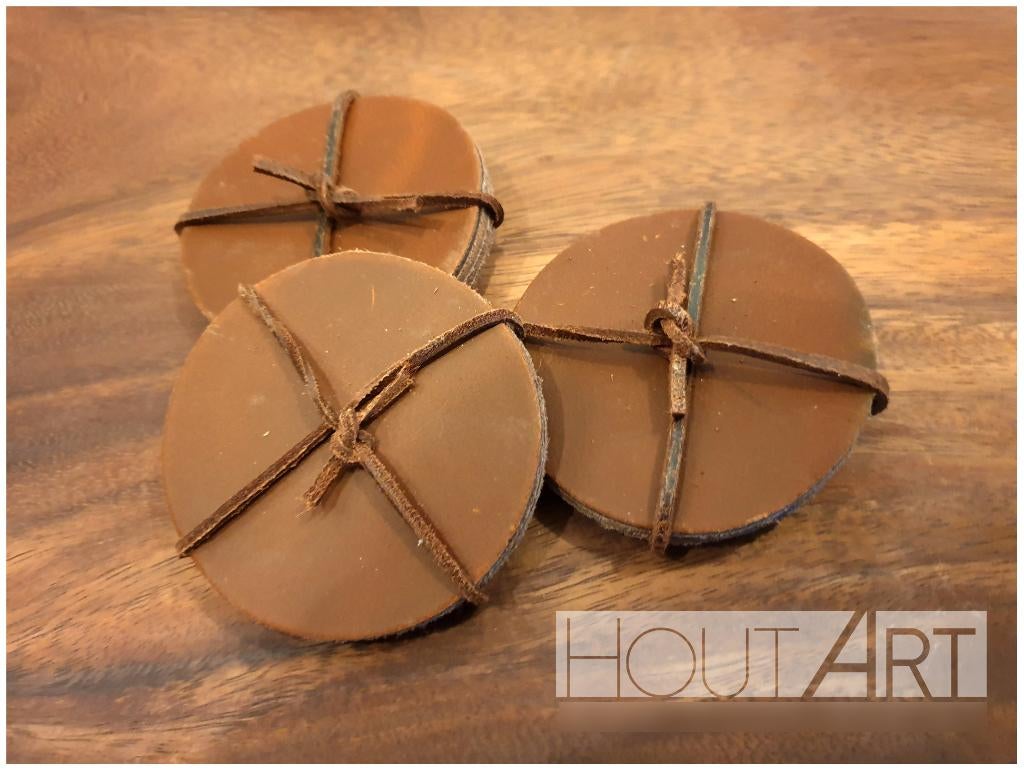 Set leren onderzetters antraciet, Glas of Kopje, Info@hout-art.nl, Nieuw, Ophalen of Verzenden