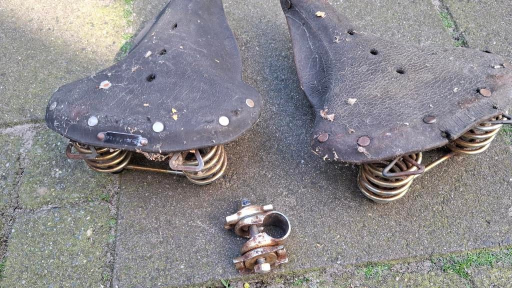 Oude Brooks zadels race zadel stuur met remstangen, Fietsen en Brommers, Fietsonderdelen, Ophalen of Verzenden, Gebruikt