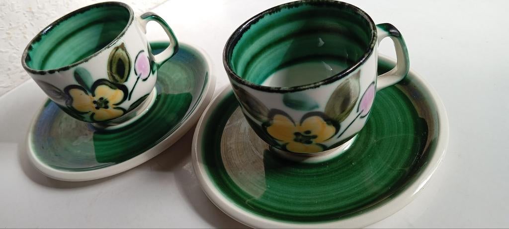 vintage 2 kop en schotels BOCH Belgium "in de mood", Ophalen of Verzenden