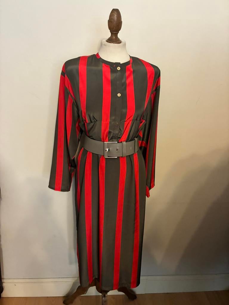 VINTAGE BLACKY DRESS JURK ROOD/OLIJF, Overige kleuren, Verzenden, Maat 42/44 (L), Zo goed als nieuw
