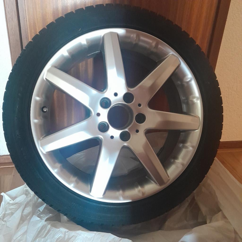 4 Mercedes SLK Winterbanden met velgen en reserve band., Ophalen, Gebruikt, Winterbanden, Banden en Velgen