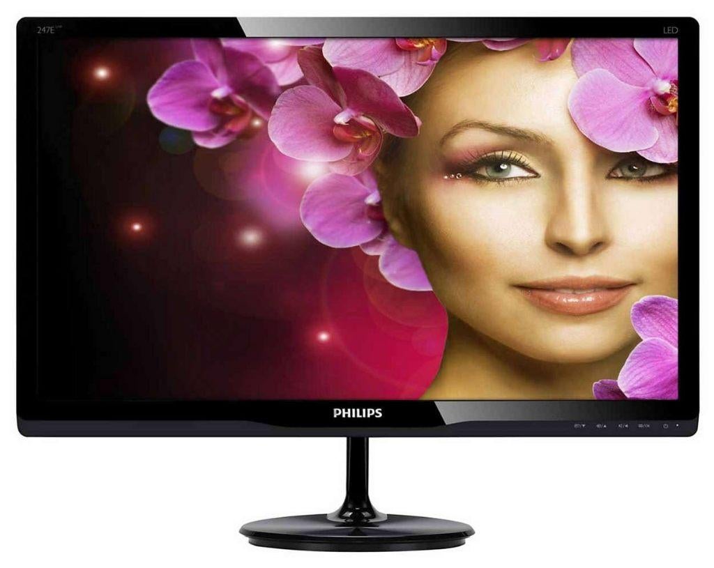 Nette Philips 247E3L 24 Inch Full LED HD x 2 HDMI, Gebruikt, Kantelbaar, 101 t/m 150 Hz, HDMI