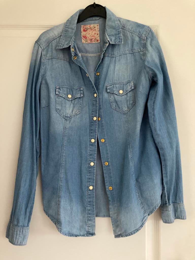 Spijker/Jeans blouse maat 34, Ophalen of Verzenden, Gedragen, Maat 34 (XS) of kleiner, Blauw