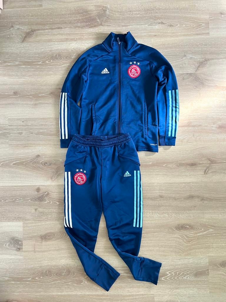 Ajax blauw Adidas trainingspak 20/21 Maat 152, Gebruikt, Jongen of Meisje, Sport- of Zwemkleding, Ophalen of Verzenden