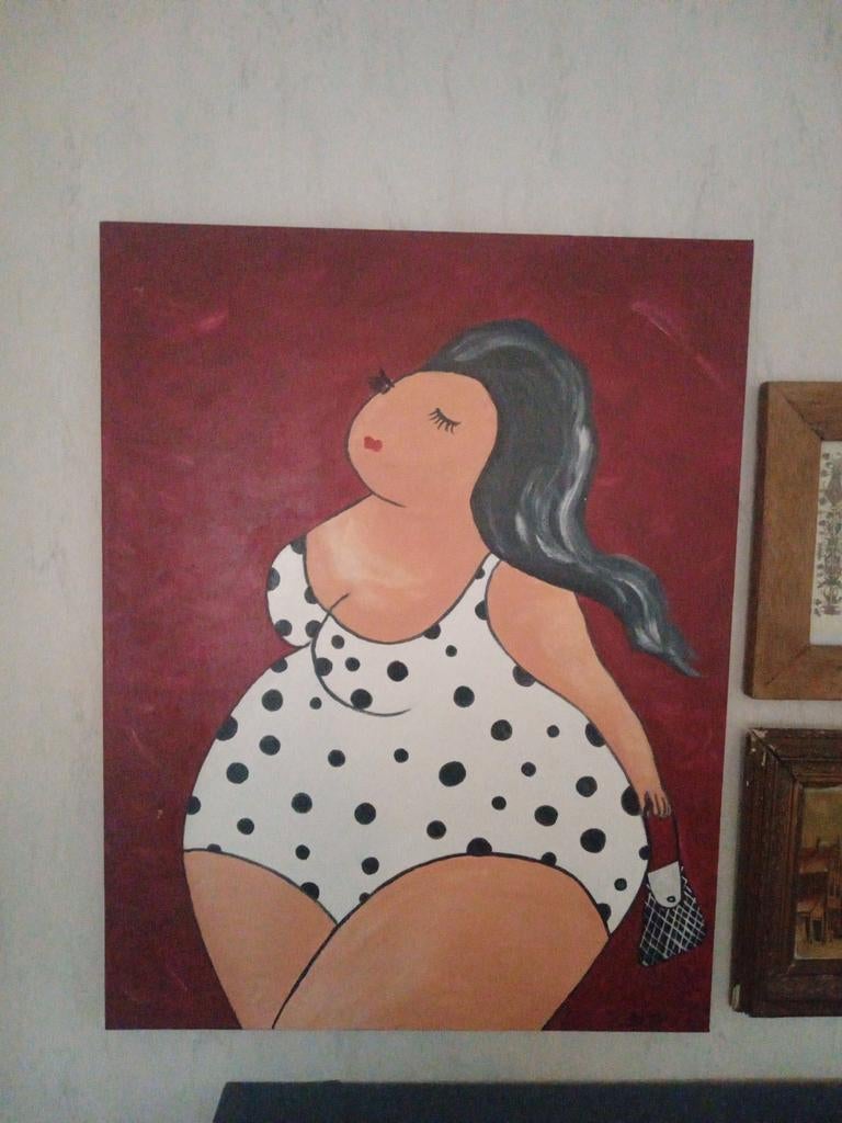 Schilderij Dikke Dame, Huis en Inrichting, Ophalen, Oorspronkelijke maker, Nieuw, Schilderij