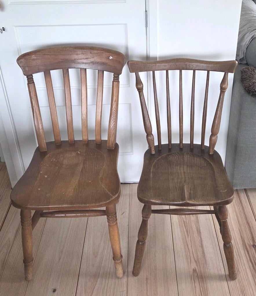 2x superstevige eiken stoel, cottage boerenkeuken, landelijk, Ophalen, Gebruikt, Twee, Bruin