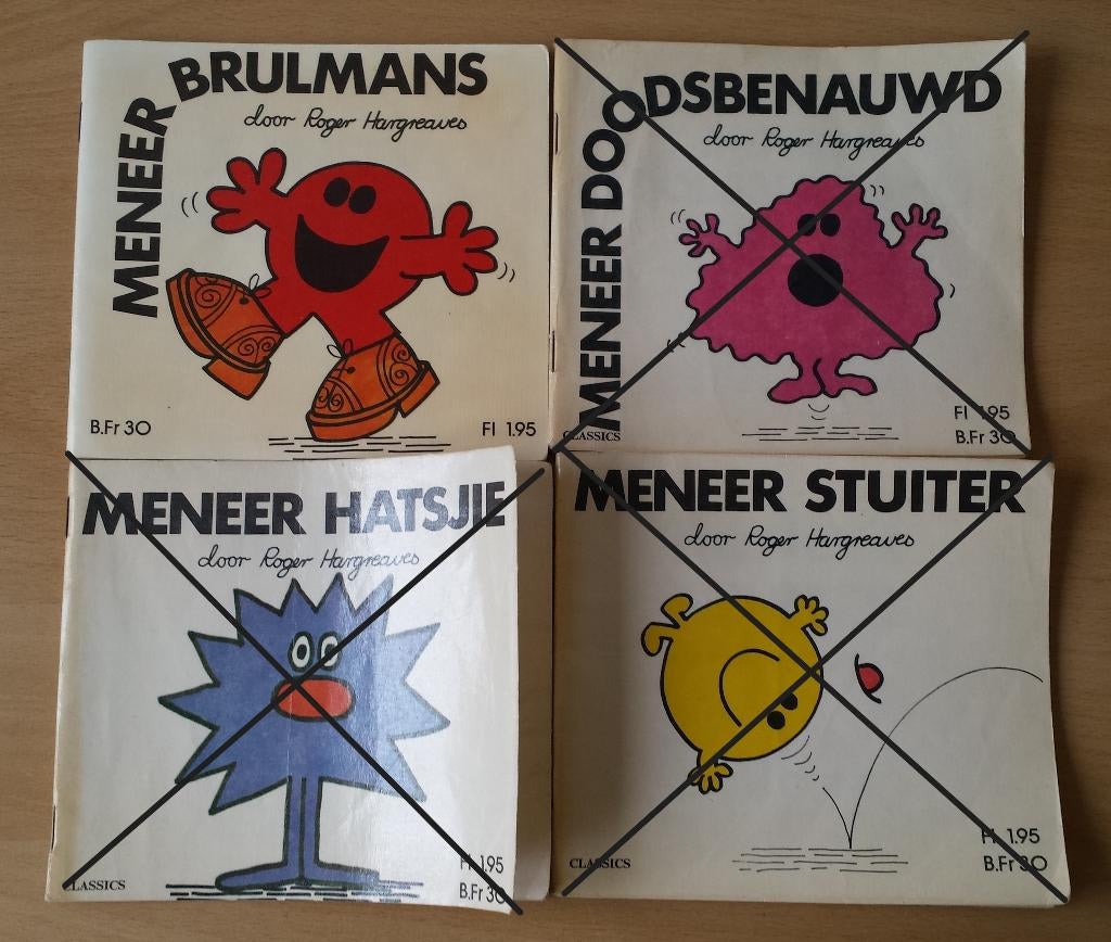 4 Meneertje Boekjes - Roger Hargreaves - jaren 70, Ophalen of Verzenden, Gelezen, Roger Hargreaves, Fictie algemeen