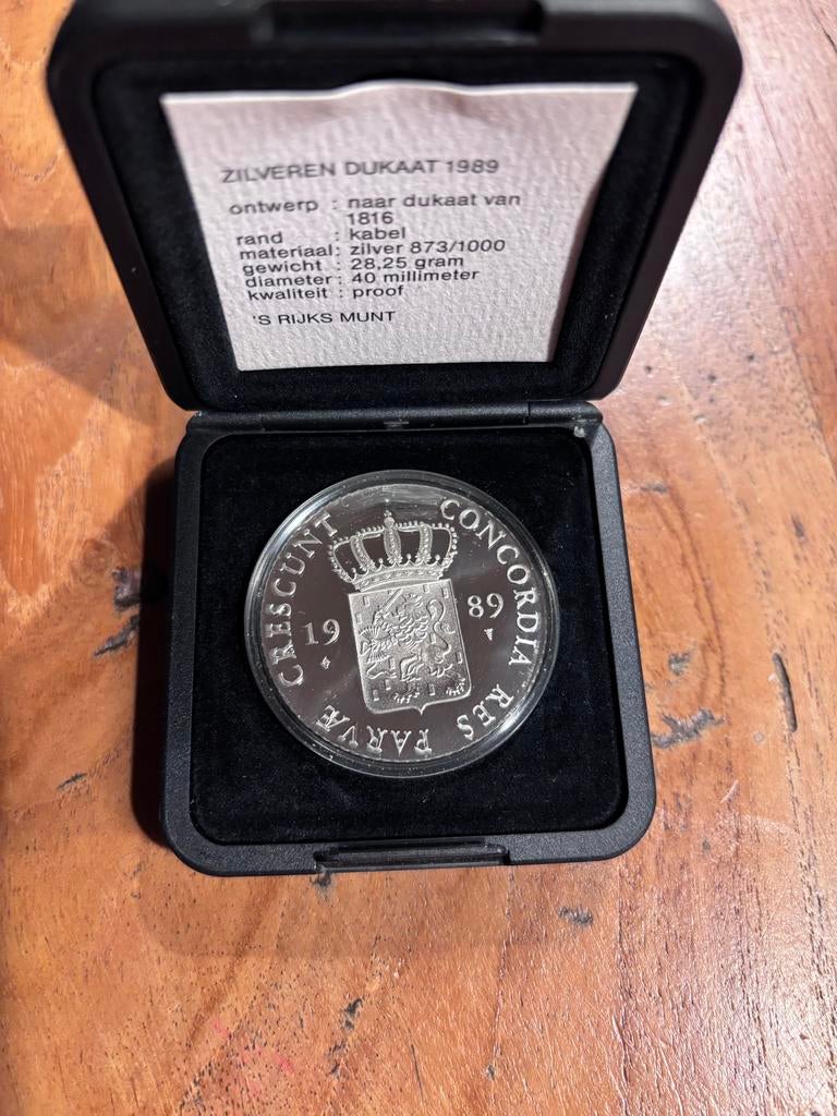 Zilveren Dukaat 1989, Postzegels en Munten, Koningin Beatrix, Zilver, Losse munt, Overige waardes