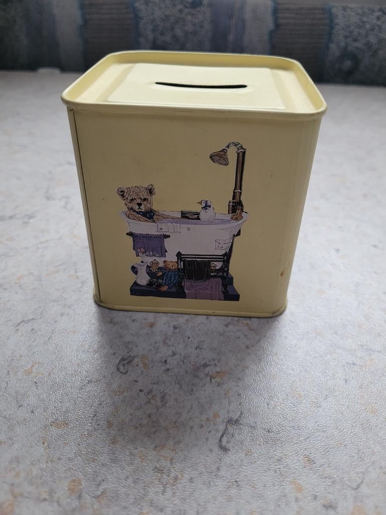 Vintage spaarpot Oscar & Bertie, Verzamelen, Onbekend, Ophalen of Verzenden, Zo goed als nieuw, Metaal of Blik