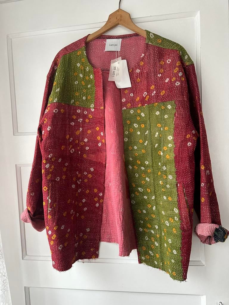 Nieuw met kaartje kantha quilted kimono jasje India L XL, Maat 42/44 (L), Nieuw, Ophalen of Verzenden, Jasje