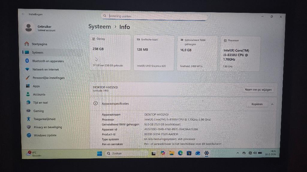 DELL Latitude 7490 16GB RAM 256GB SSD + Office 365, Computers en Software, Qwerty, 14 inch, Ophalen of Verzenden, Dell