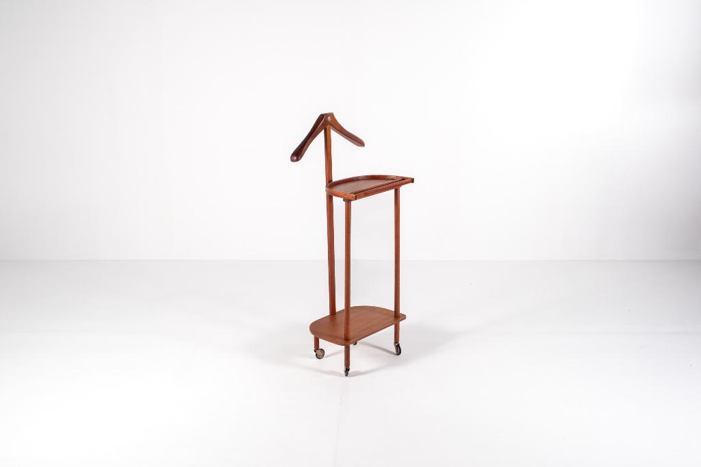 Mid-century teak dressboy / valet stand – jaren 60, Huis en Inrichting, Woonaccessoires | Kapstokken, Gebruikt, Staande kapstok