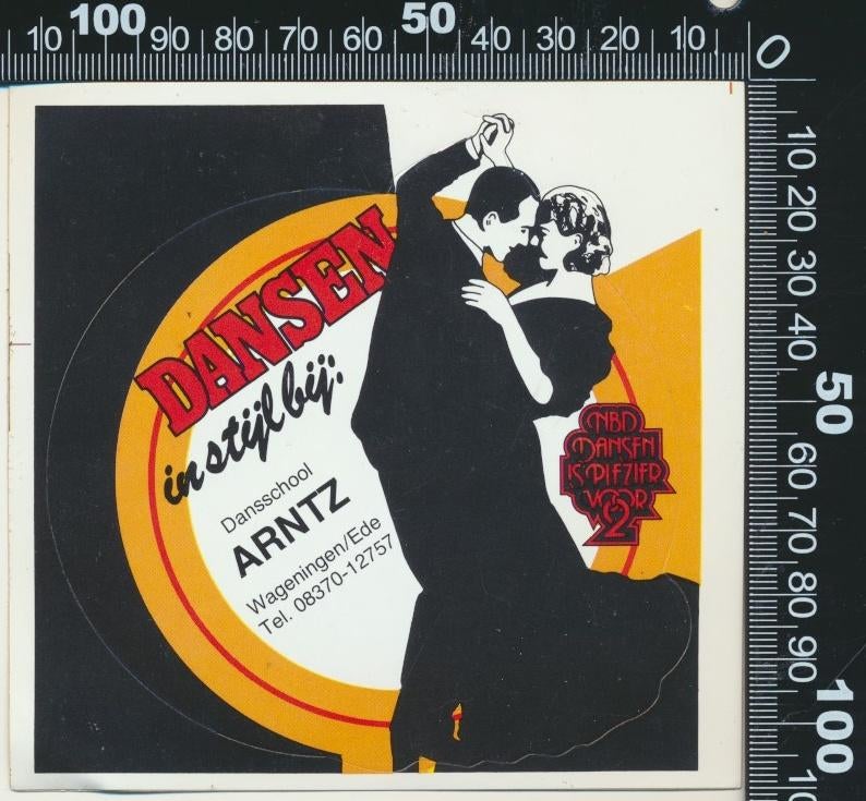 Sticker: Dansschool Arntz - Wageningen - Ede, Ophalen of Verzenden, Zo goed als nieuw, Bedrijf of Vereniging