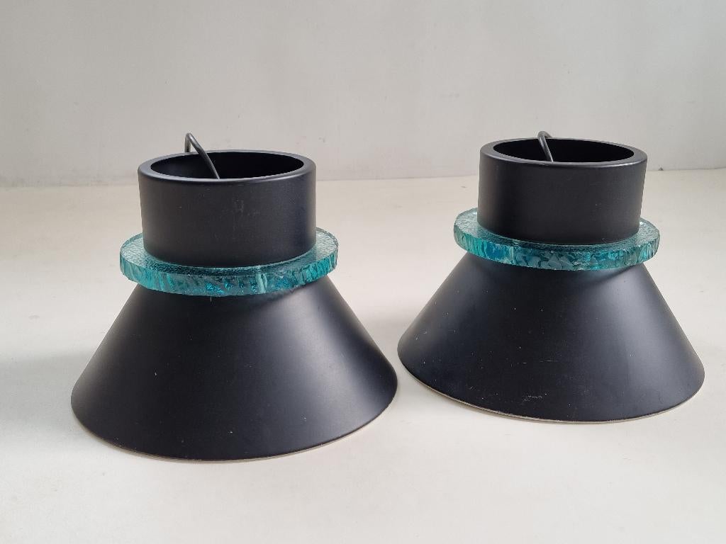 Set van 2 Vintage Hiemstra Evolux hanglampen, Gebruikt, 50 tot 75 cm, Vintage, Ophalen of Verzenden