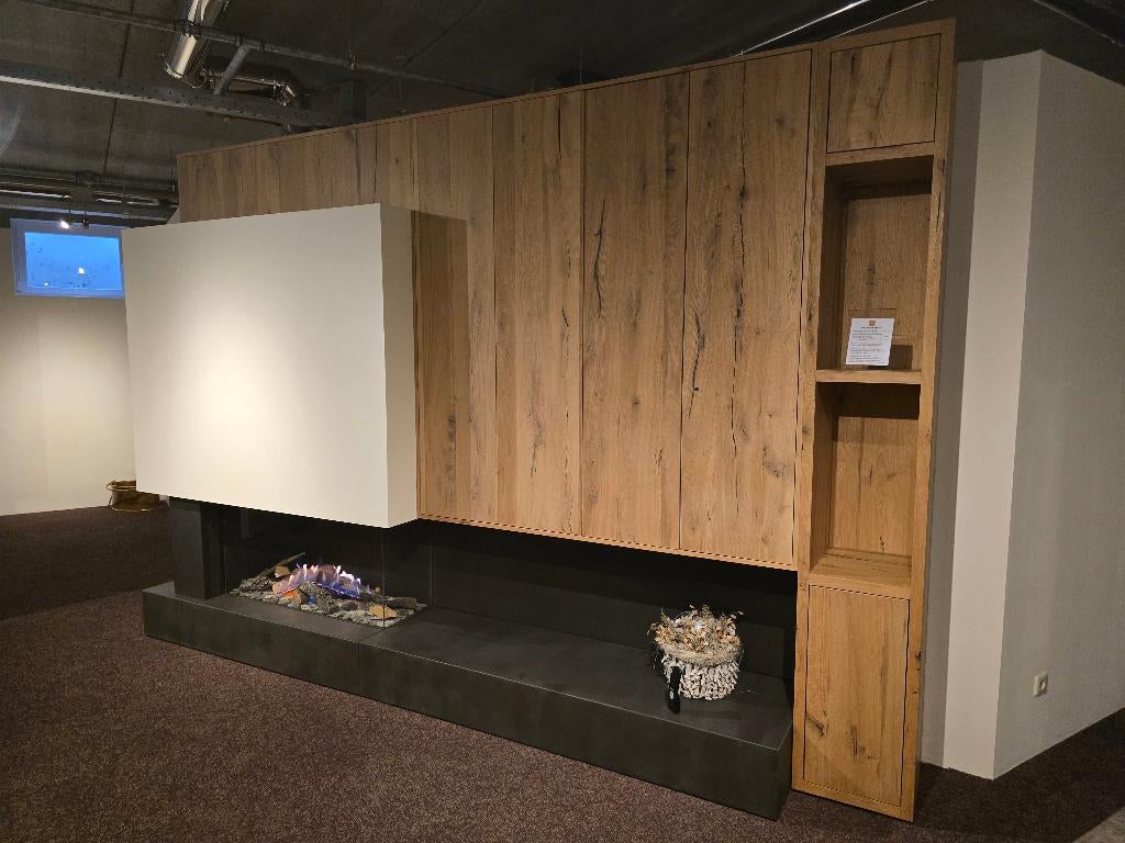 Gashaard Kalfire GP110/55CR met kastenwand en blad evolve, Ophalen, Gebruikt, Inbouwhaard, Gashaard