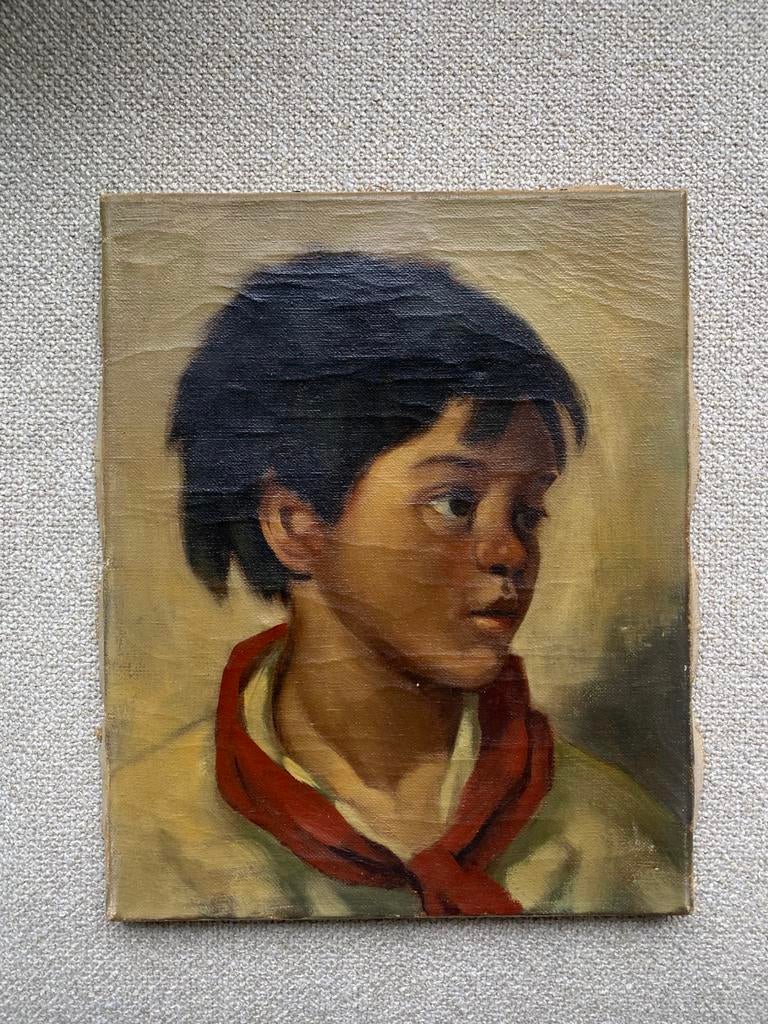 Vintange olie schilderij (jaren 50) kunst, Antiek en Kunst, Ophalen