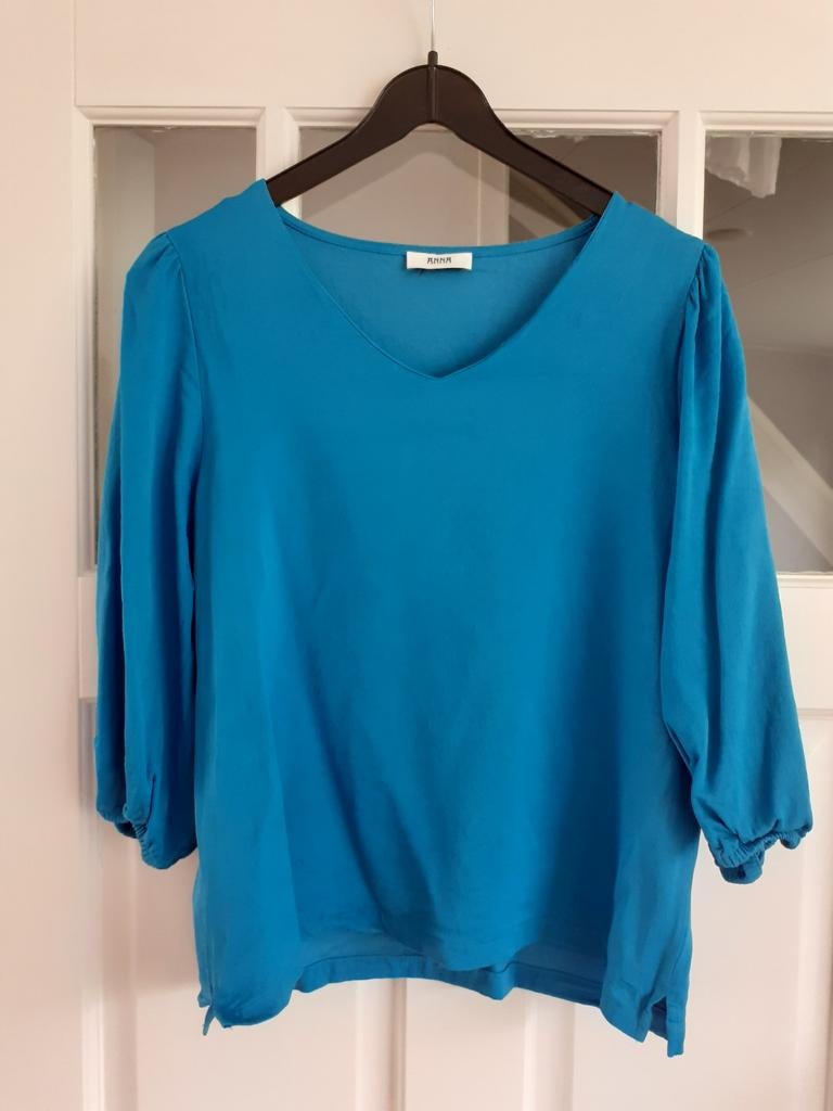 Anna van Toor blauwe top blouse in nieuwstaat maat L, Anna van Toor, Blauw, Maat 42/44 (L), Ophalen of Verzenden