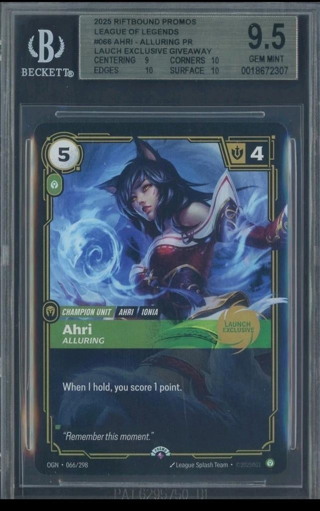 Riftbound League of Legends 66 Ahri Launch Exclusive BGS 9.5, Ophalen of Verzenden, Nieuw