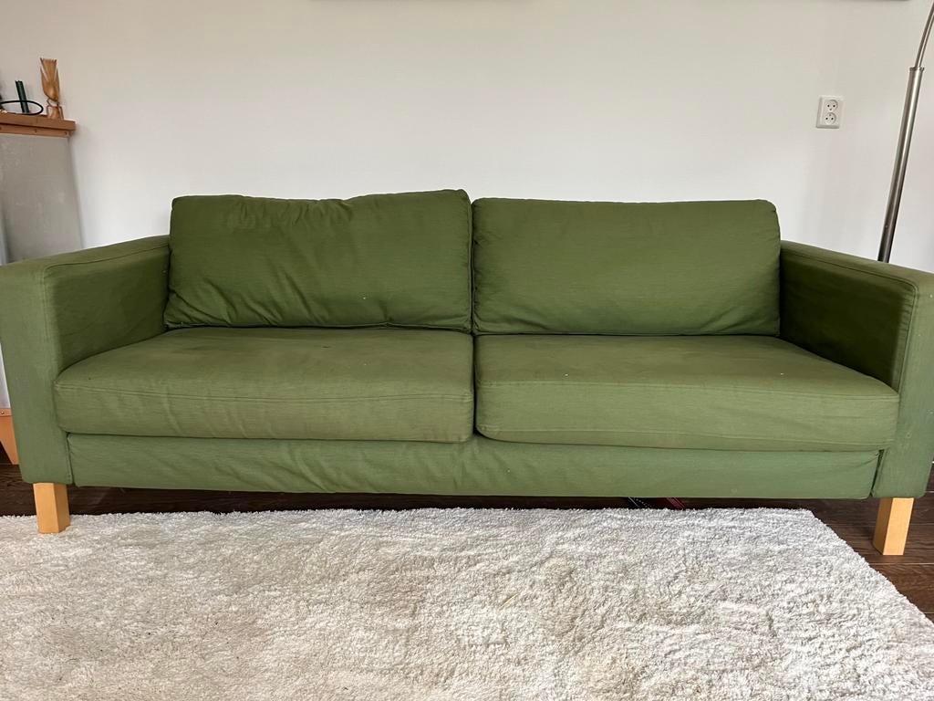 Karlstad groene bank van Ikea, Zie foto, Gebruikt, Driepersoons, 75 tot 100 cm