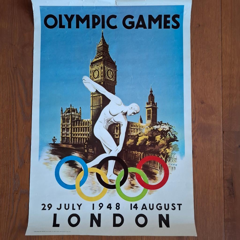 poster Olympische spelen 29 july 1948, Verzamelen, Posters, Rechthoekig Staand, Ophalen of Verzenden, Zo goed als nieuw, A1 t/m A3
