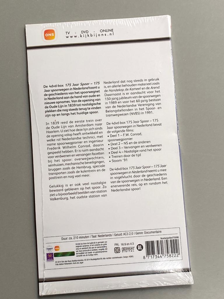 SPOORWEGEN 4 DVD-box 175 Jaar Spoor (Nieuw in seal!), Verzamelen, Ophalen of Verzenden, Nieuw, Trein, Overige typen