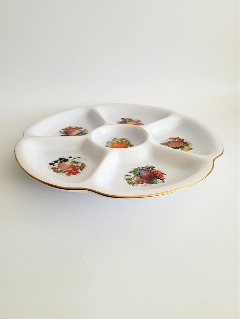 Izgs Flora Keramiek Gouda Holland prachtig vakken bord fruit, Antiek en Kunst, Ophalen of Verzenden