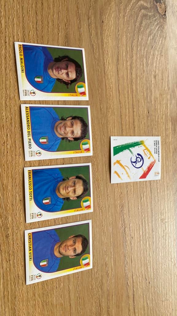 5 x panini wk 2002 vieri totti maldini del piero, Ophalen of Verzenden, Zo goed als nieuw, Buitenlandse clubs, Poster, Plaatje of Sticker