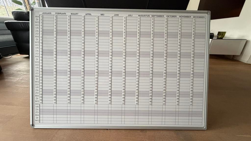 Jaarplanner 60x90cm magnetisch, Diversen, Schoolborden, Ophalen of Verzenden, Zo goed als nieuw, Krijtbord