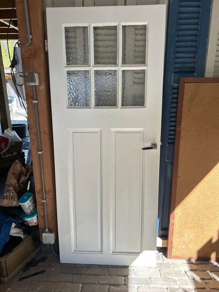 Paneeldeur jaren 30 6 ruitjes, Doe-het-zelf en Verbouw, Deuren en Horren, Ophalen, Gebruikt, 80 tot 100 cm, Binnendeur
