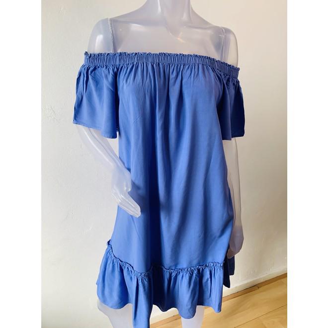 LaDress koren blauw viscose jurk - L, Verzenden, Zo goed als nieuw, Maat 38/40 (M), Blauw