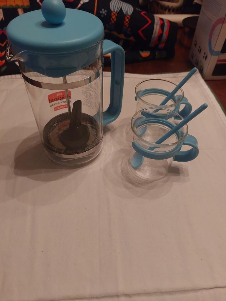 Bodum koffiepress met glazen, Nieuw, Bodum, Ophalen of Verzenden, Glas