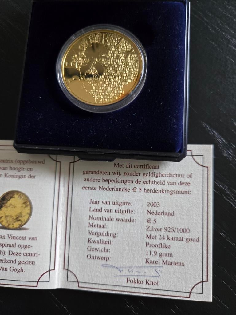 Eerste Nederlandse €5 herdenkingsmunt 2003 - Van Gogh, Postzegels en Munten, Koningin Beatrix, Euro's, Ophalen of Verzenden, Losse munt
