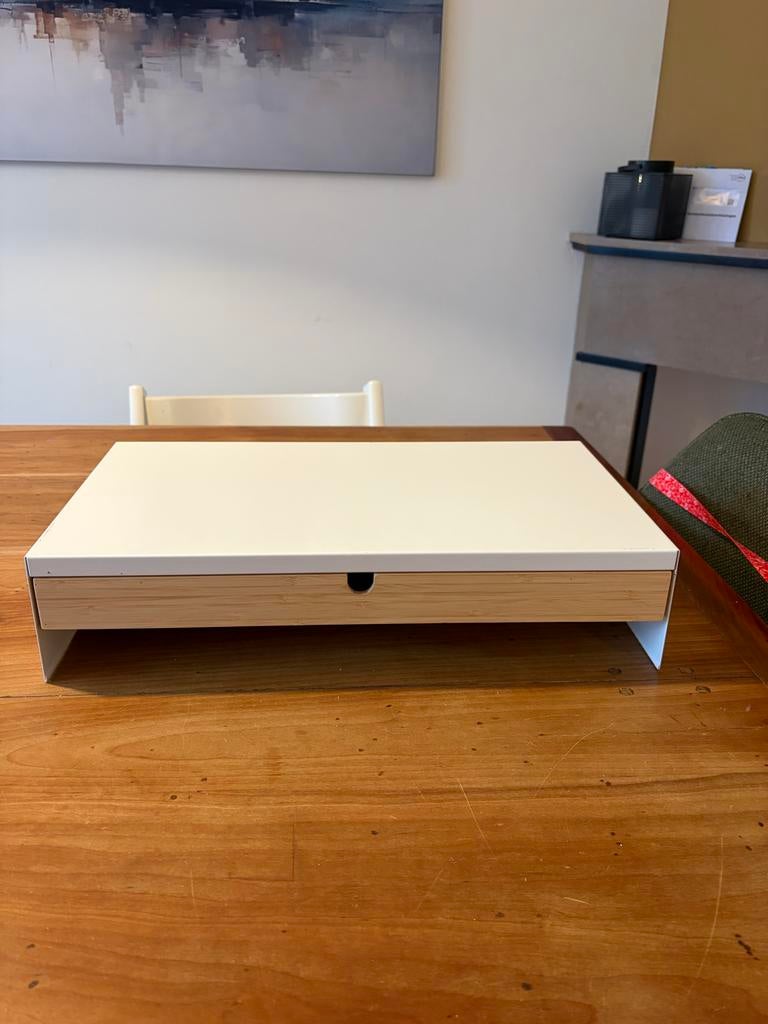 Elloven monitor standaard met lade - IKEA, Computers en Software, Laptopstandaarden, Ophalen, Gebruikt