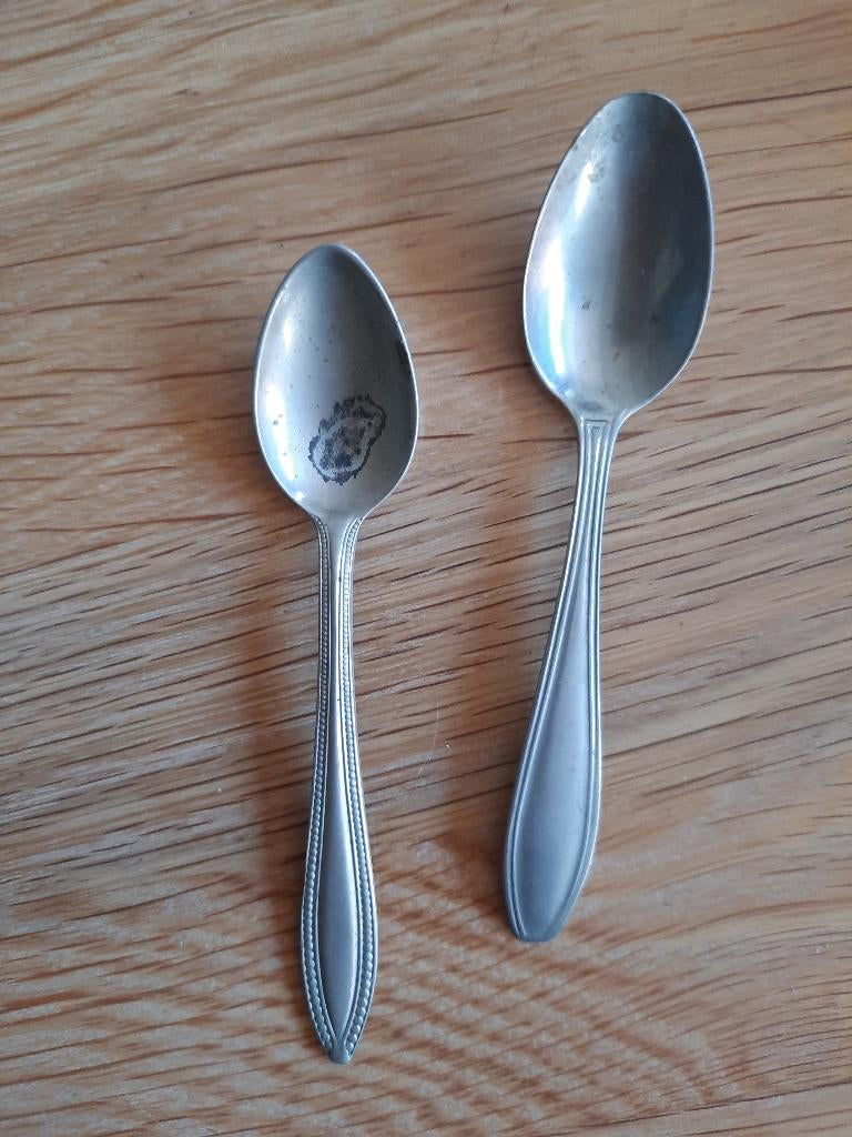 2 verzilverde (advocaat) lepeltjes, Ophalen of Verzenden, Gebruikt