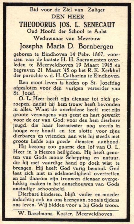 Senecaut Theodorus Jos. L. 1867-1945 Eindhoven, Ophalen of Verzenden