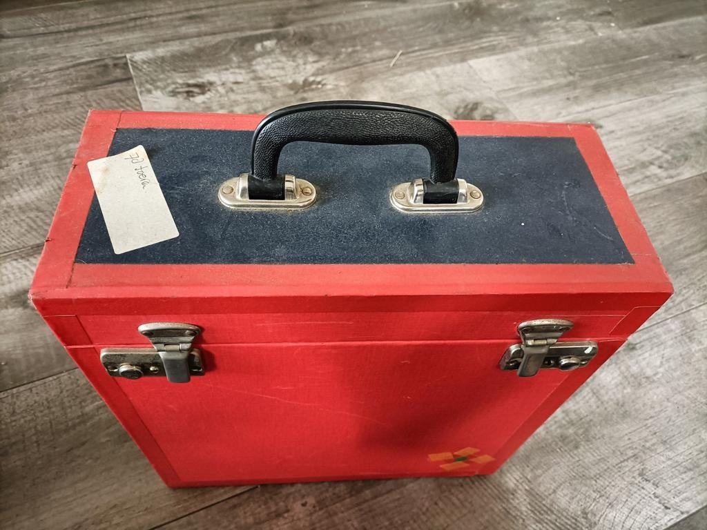 Vintage stevige lp koffer met 17 bakelieten lp's. Retro., Ophalen