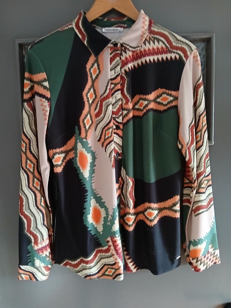 Angelle Milan tavelstof blouse maat L, Ophalen of Verzenden, Zo goed als nieuw, Maat 42/44 (L)