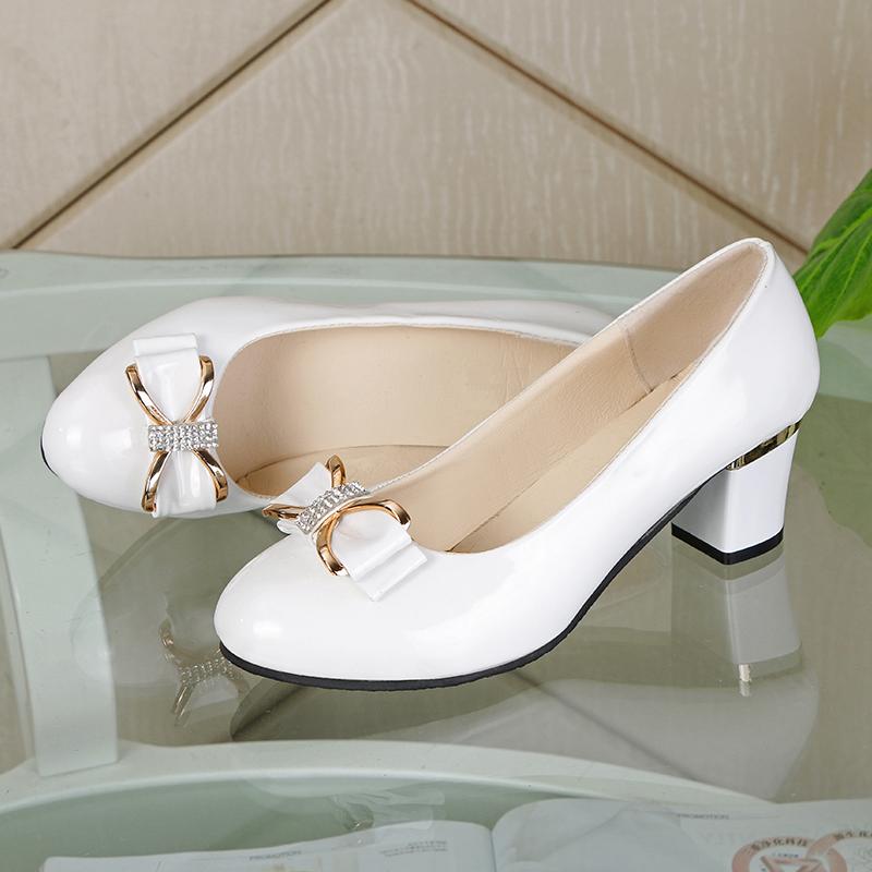 Witte lak pumps met strikje / dames vrouwen glimmende bling, Verzenden, Nieuw, Wit, Pumps