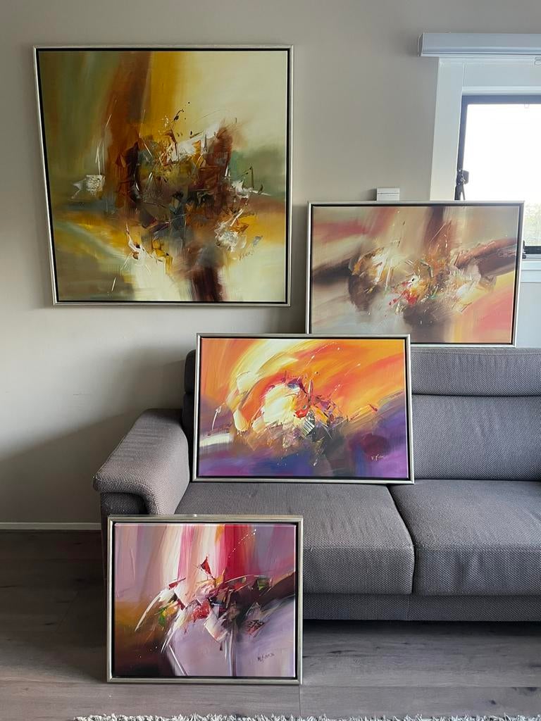 Abstracte schilderijen met lijst - Gesigneerd Wilkinson, Antiek en Kunst, Kunst | Schilderijen | Abstract, Ophalen