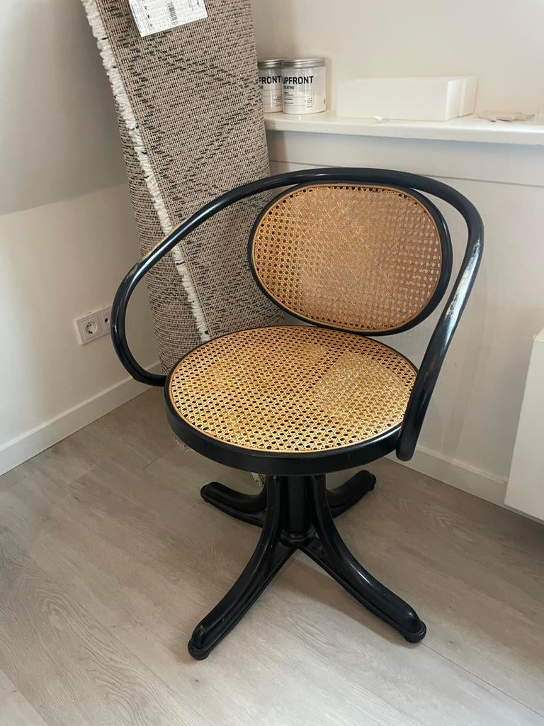 Vintage Thonet 5501 Draai Bureau Stoel Zwart, Ophalen, Gebruikt, Zwart, Bureaustoel