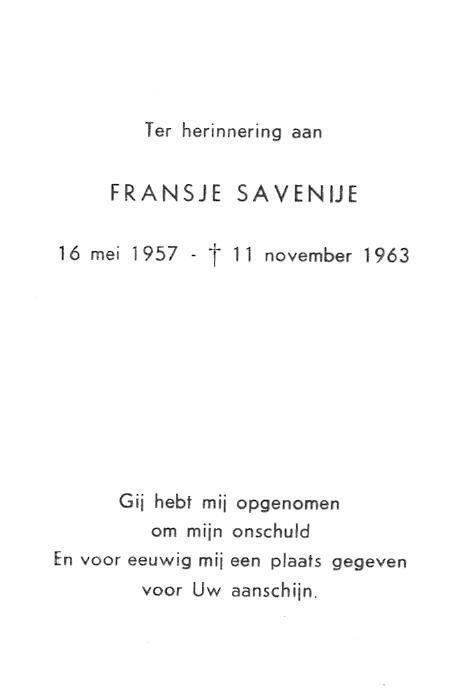 Savenije Fransje 1957-1963 Deventer, Ophalen of Verzenden
