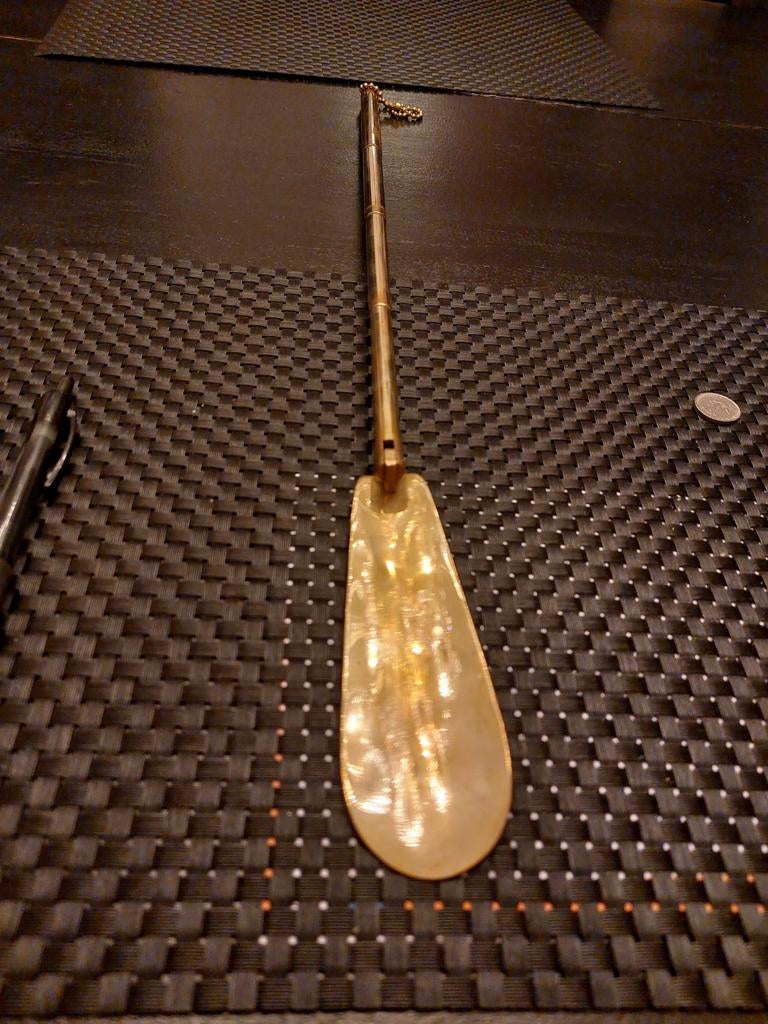 Antieke messing schoenlepel in schuifbaar ZIE BESCHRIJVING, Ophalen of Verzenden