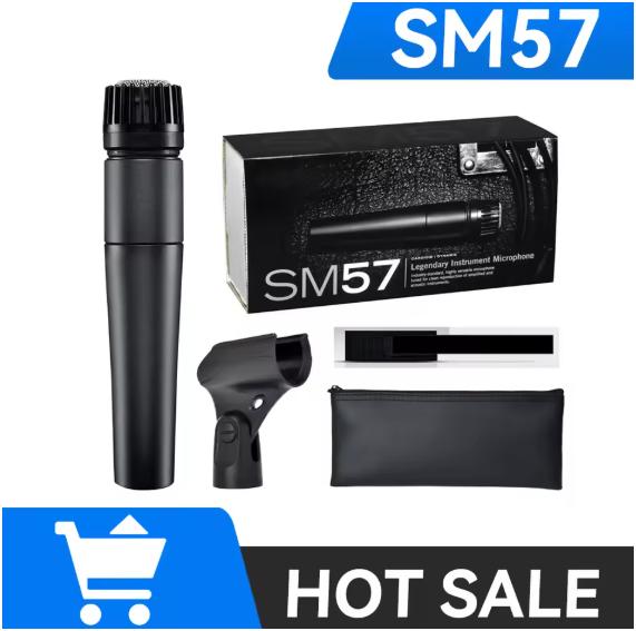 Bedrade Microfoon SM57 met kabel, hoes en houder, Nieuw, Ophalen of Verzenden, RP, Instrumentmicrofoon