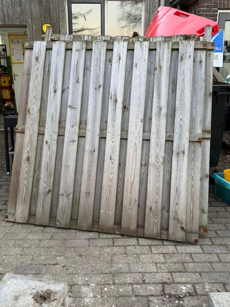 Zes gebruikte schutting panelen. 180x180cm TEAB, Tuin en Terras, Ophalen, Minder dan 3 meter, Hout, 1 tot 2 meter