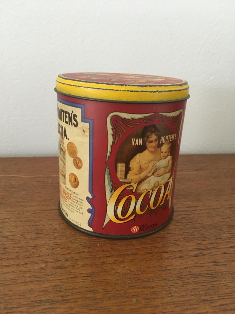 Van Houten's Cacao blik retro vintage, Verzamelen, Blikken, Verzenden, Gebruikt, Overige, Overige merken